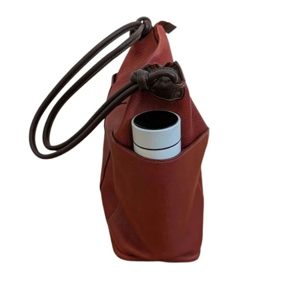 SUNDANCE Red Leather Slouch Bag Large Shoulder Purse Pockets Slouch - Picture 3 of 8